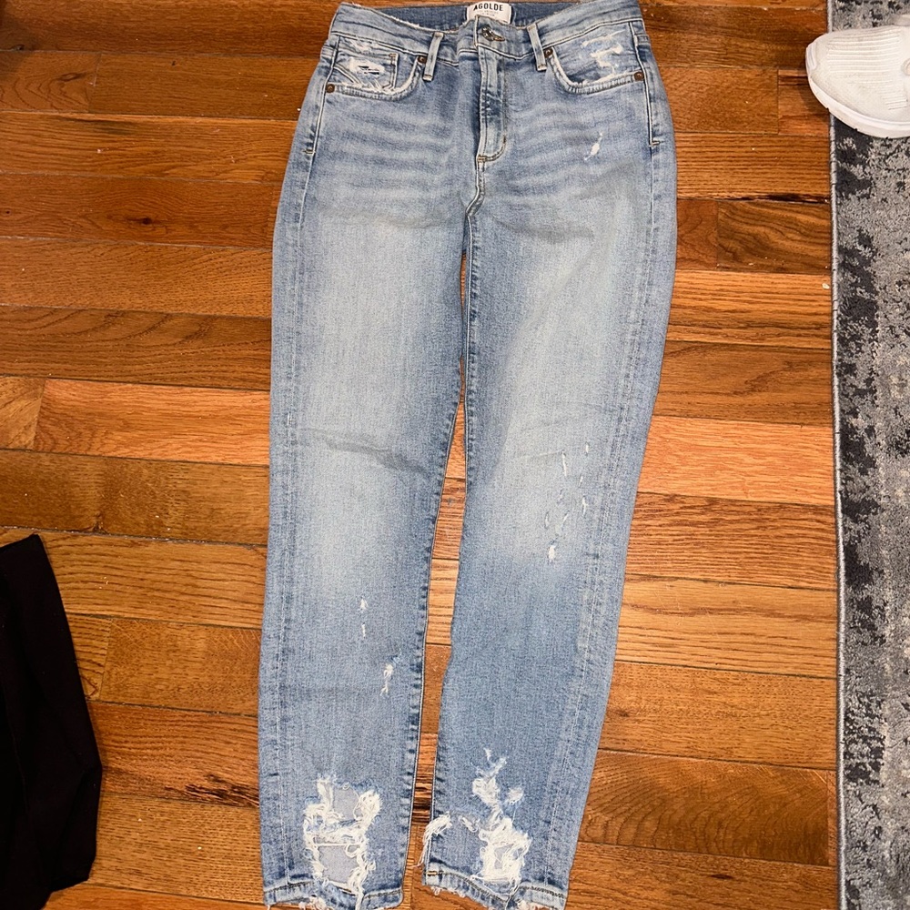 AGOLDE Light Wash Distressed Jeans